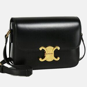 Elegant Black Crossbody Bag with Gold Accent